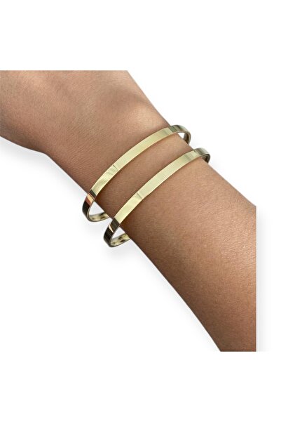 XUPING JEWELRY TuelaTaki / 14 Ayar Altın Kaplama İkili Kalın Ajda Bilezik
