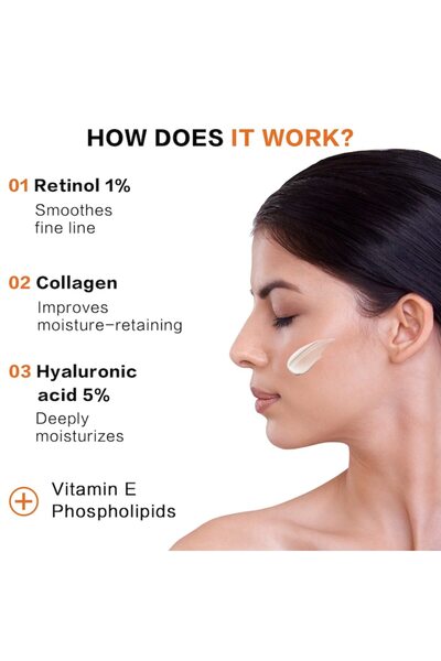 MABOX Alhena Retinol & Collagen Face Cream, Hyaluronic Acid 5%, 55 ml