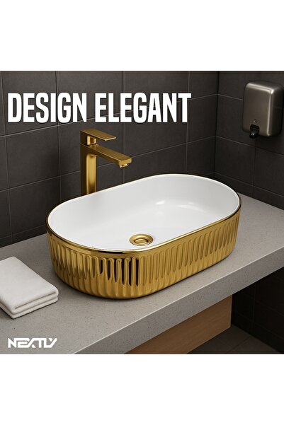 NEXTLY Ceramic washbasin with countertop installation NEXTLY, oval shape, sanitary ceramics, 49x31x13cm