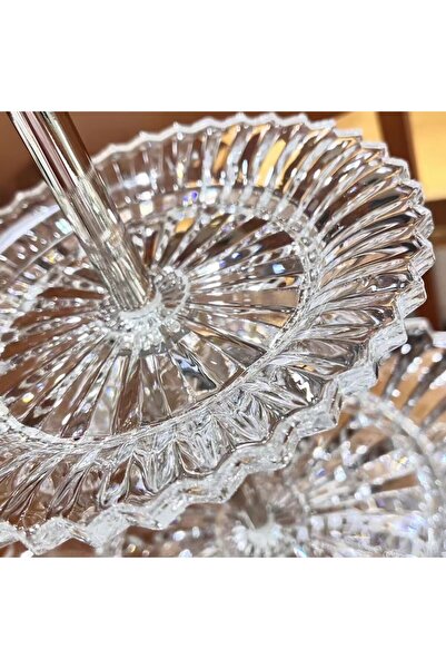 cc bin shihon Luxury glass dessert stand, 2 tiers, elegant cake and sweets serving rack, two-tiered crystal display stand