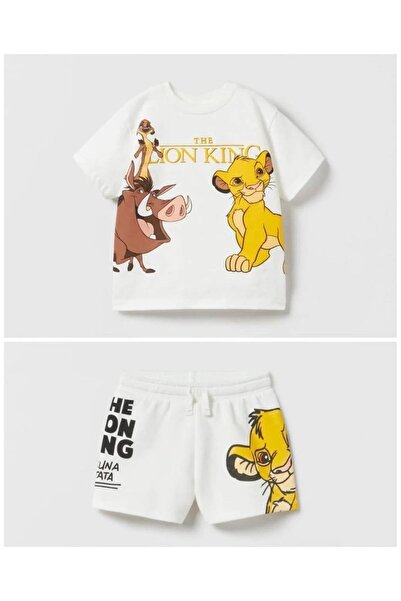 LUSHN طقم شورت تي شيرت للأولاد مطبوع عليه الأسد الملك هاكونا ماتاتا
