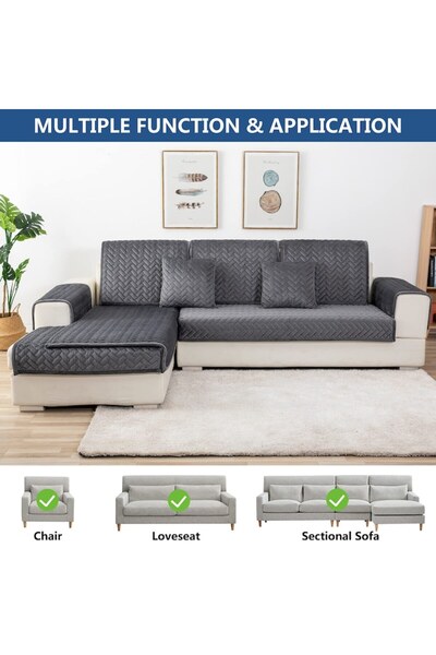 HGD Eismodra Quilted Non-Slip Sofa Cover, Gray