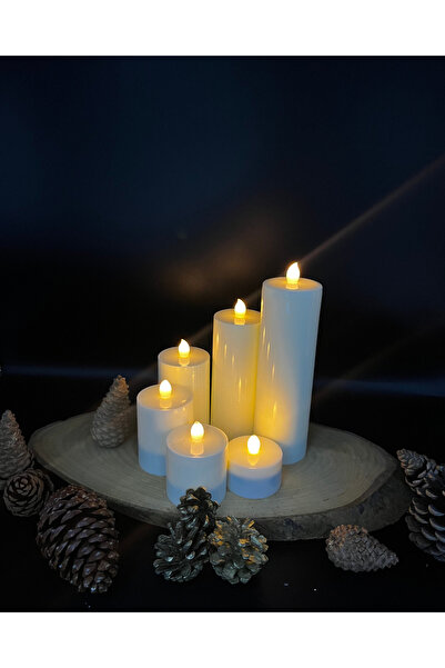 Led Mum 6 ADET BEYAZ BATOM 20-15-10-8-6-4 CM ÇAP 6 CM