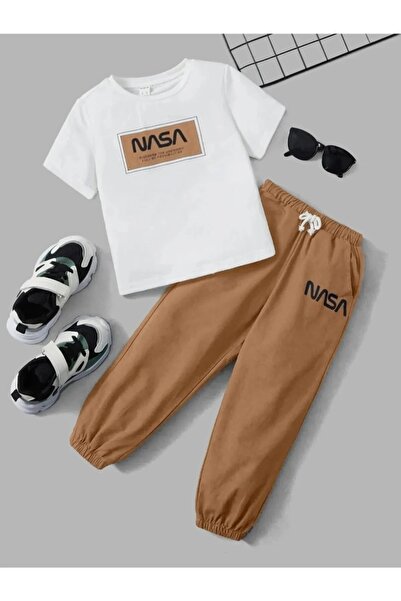 LUSHN Mink NASA Printed Unisex Cotton Top and Bottom Children's Set