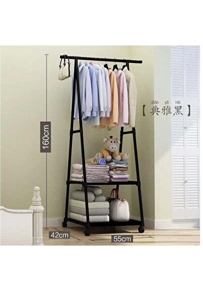 Alcoach عربيست حامل ملابس معدني صغير مع رفوف (أسود)