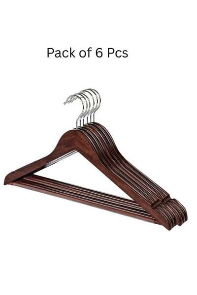 Generic مجموعة من 6 شماعات ملابس خشبية - شماعات خزانة خشبية قوية وأنيقة