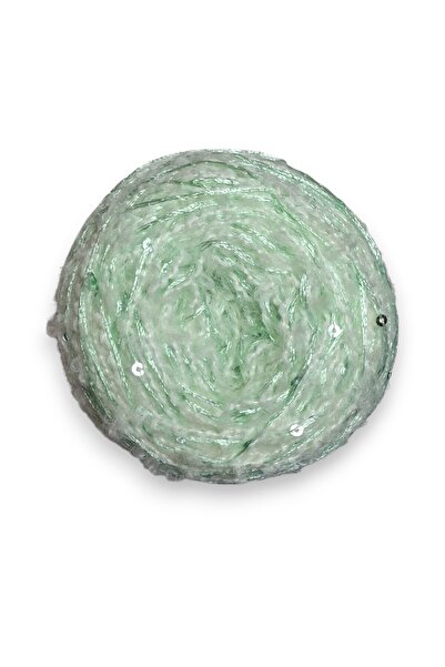 Ece Örgü Tasarım Atölyesi Su yeşili, pullu brummel kışlık örgü ipi (200 gr.)