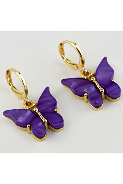 ZERO LAND Nrzsnt Butterfly Figured (130838) Polyester Earrings-Purple