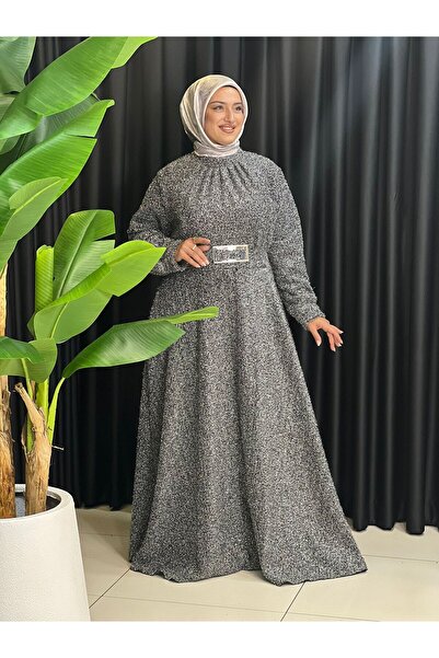 Butik büyük beden Сезонна рокля с колан и качулка