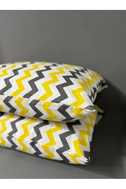 Home طقم غطاء وسادة مكون من قطعتين من القطن بنمط متعرج باللون الأصفر
