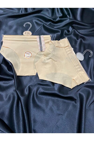 F.K pamuk kumaş lazer kesim yumuşak, rahat ten ve ekru renk li külot