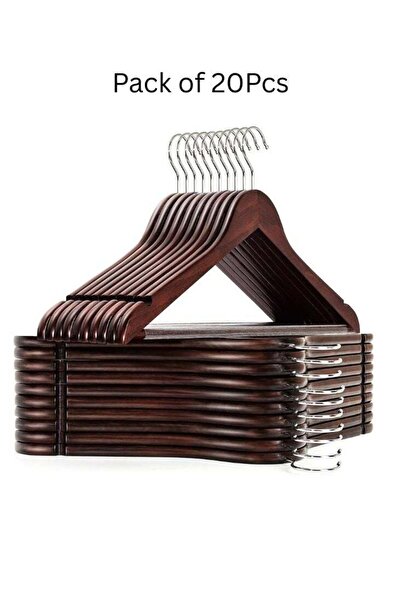 Generic مجموعة من 20 علاقة ملابس خشبية - علاقة ملابس متينة وعالية الجودة