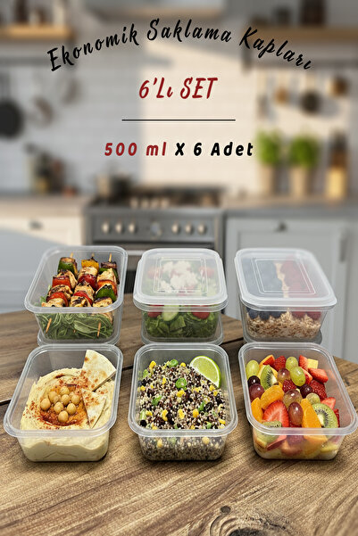 Ezu Home 6-Piece 0.5 Lt Eco Leak-Proof Lid Microwave Freezer Deep Freezer Org...