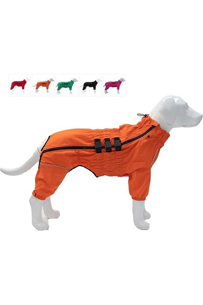 OEM Haină impermeabilă pentru câini Lovelonglong, S, nailon, mărime mică, căptușeală din fleece, benzi reflectorizante, portocaliu