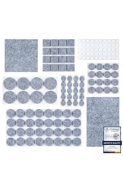 moinkerin Felt Self-Adhesive Pads for Furniture, 144 pcs, Floor Protection, Noise Reduction, Gray