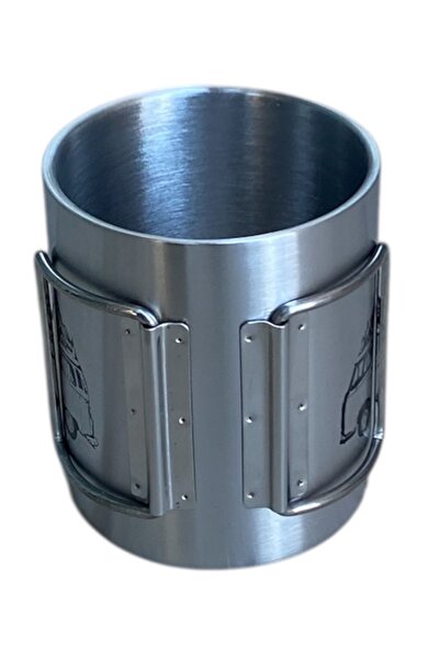 Orcamp Stainless Steel Mug Cup with Lid Folding Handle Hangable Straight Handleless Camping Picnic Cup 180ml