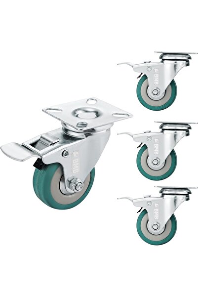 Generic BMP Tools 50mm Heavy-Duty Swivel Caster Wheels (4 pcs) – Gray Non-Marking Locking Rubber