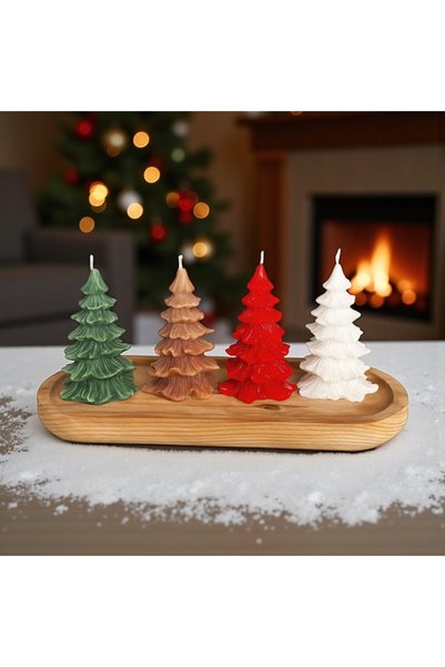magnocandles Christmas Pine Tree Scented Candle 4-Pack 4 Colors
