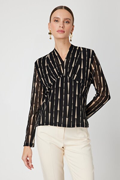 ON Desenli Şifon Bluz