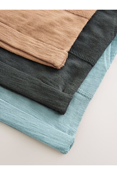 Next Baby Cotton Charcoal Gray/Blue/Brown Lightweight Jersey Shorts 3-Piece Set