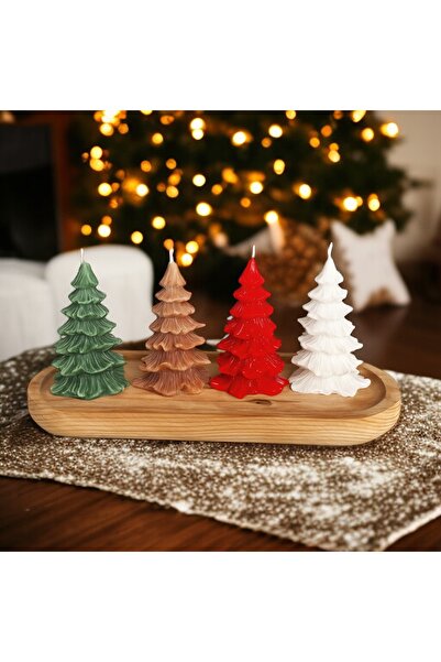 magnocandles Комплект от 4 ароматни свещи с аромат на коледна елха, 4 цвята