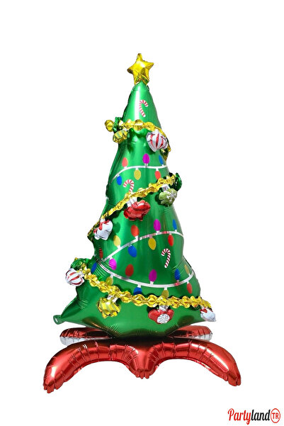 PartylandTR Yılbaşı Çam Ağacı 126 cm. Folyo Balon Kırmızı Ayaklı