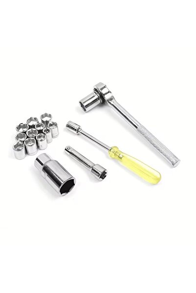 Sculeprofionline AWIA 40-piece Durable Cr-V Steel Tool Set with 1/4" Ratchet, Metric & SAE Sockets, Adapter and Exten