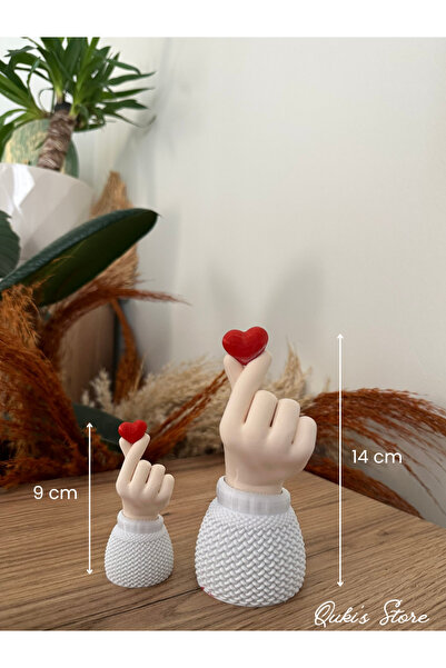 Korean Heart 2'li Biblo Seti, Sevimli Kalp Tutan El, 9cm-14cm, Organik-Biobozunur Malzeme