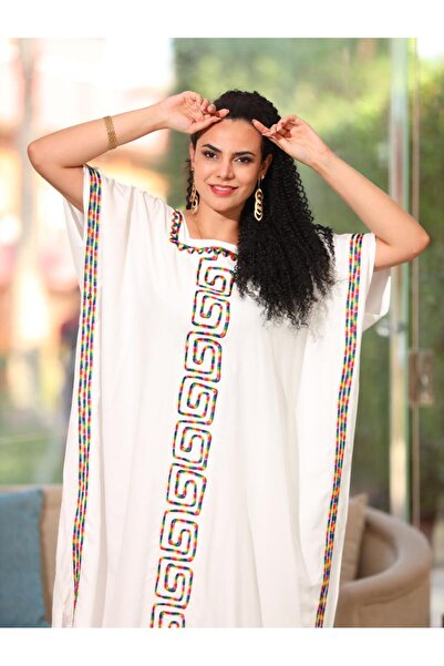 AFandina Butterfly jalabiya with elegant colorful embroidery, free size er-0110