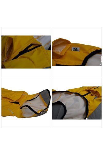 OEM Haină impermeabilă pentru câini Lovelonglong, L, nailon, căptușeală din fleece, benzi reflectorizante, galbenă