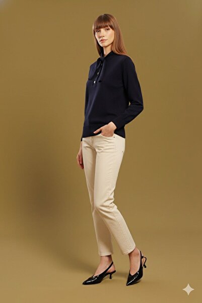 Lal Triko Scarf Collar Buttoned Sweater 12223