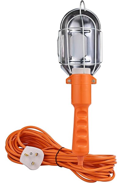 Lawazim Work Lamp 10m Orange - Heavy-Duty with UK Plug, Heat-Resistant Handle & Hook
