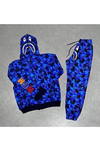 Erzani Kids Children's Bape Suit Set Papçi Top and Bottom Set Cardigan Tracks...