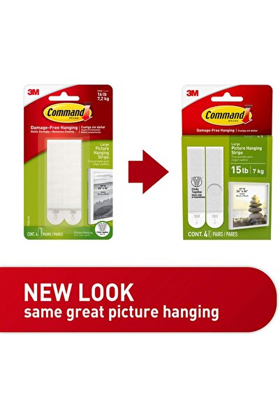 COMMAND 4 Pairs Heavy Duty Picture Hanging Strips 17206-ES (holds up to 16 oz) - White
