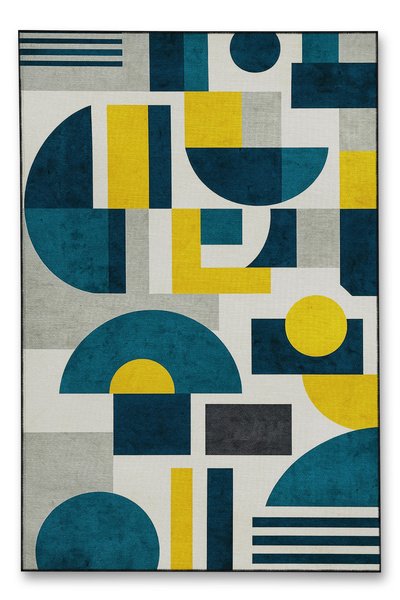 Rugs Modern Halı سجادة موسو زرقاء بنفسجية اللون بنمط زهور عرقية منسوجة بقاعدة...