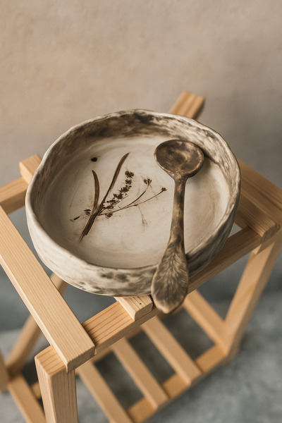 Mauna El Yapımı Seramik Servis ve Kaşık Takımı – Doğal, Rustik & Boho Tasarım...