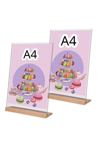 Yoosso Βάση προβολής A4, Yoosso, σετ 2 τεμαχίων, διαφανές ακρυλικό, ξύλινη βάση