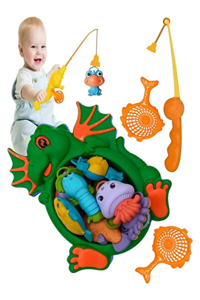 ÖZ OFİS Balık Yakalama Oyunu 13 Parça Mıknatıslı Balık Olta Oyuncak Seti - Ha...