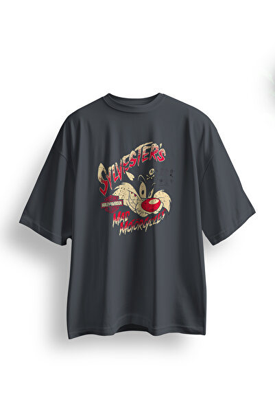 Koi Art Design تي شيرت سيلفستر ماد موتورسايكلز / قصة فضفاضة للجنسين / 95% قطن...