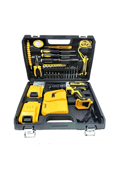 AlfTech 36V Drill/Driver Set with 2 Batteries and Accessory Kit (Yellow-Black)