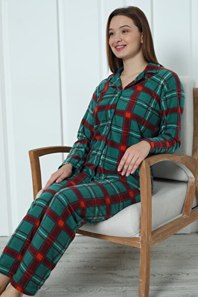 Wordex Σετ χειμερινής γυναικείας πιτζάμας Fawn 3957 με κουμπιά από φλις