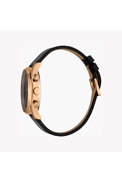 Esprit Men's Black Leather Watch, Black Dial | Es1g084m0025