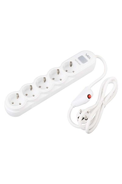 merland benvecocuk Vea Va-21569 مقبس حماية من التيار 1.5 متر مع مفتاح 5 قطع أبيض