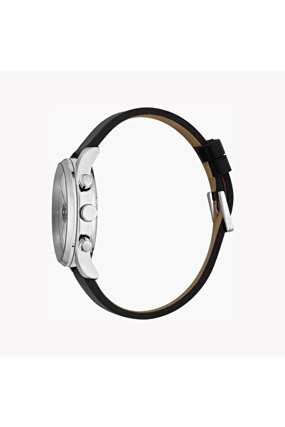 Esprit Men's Black Leather Watch, Silver Dial | Es1g120m0025