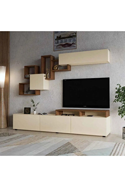 Stylish Home Brown and beige TV cabinet and table - Elit2