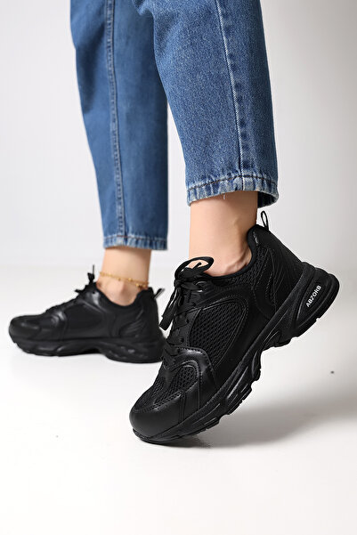 Encool Women's Black Mesh Sports Shoes – Casual Comfortable Thick Sole Sneaker Model