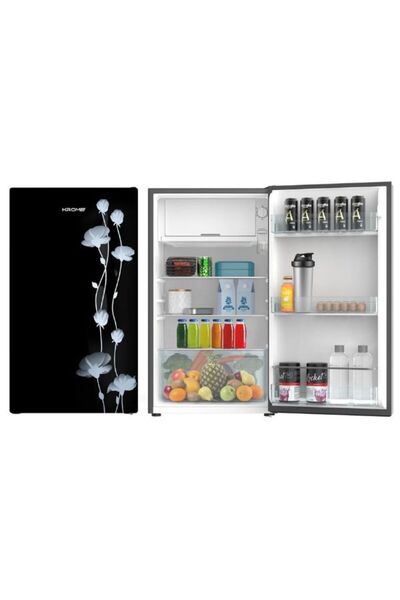 Krome Glass Door Refrigerator | 141L Gross / 90L Net Capacity | Direct Cool | Floral Design