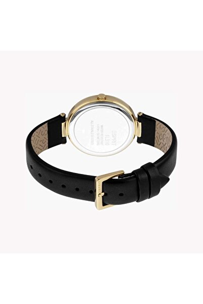 Esprit Women's Black Leather Watch, Champagne Dial | Es1l139m0025