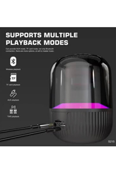 Lenyes S215 LED Wireless Bluetooth Speaker with RGB Lights, 5 Hours Battery Life, Touch Control, Bla