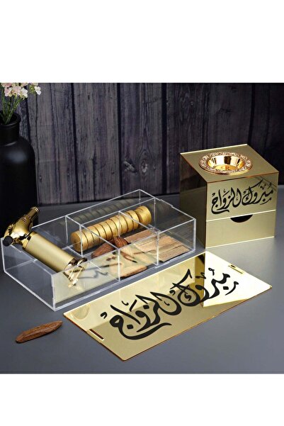 Story of candle مبخرة مع صندوق لحفظ البخور وللتخزين ,بعبارة "مبروك الزواج" مع...